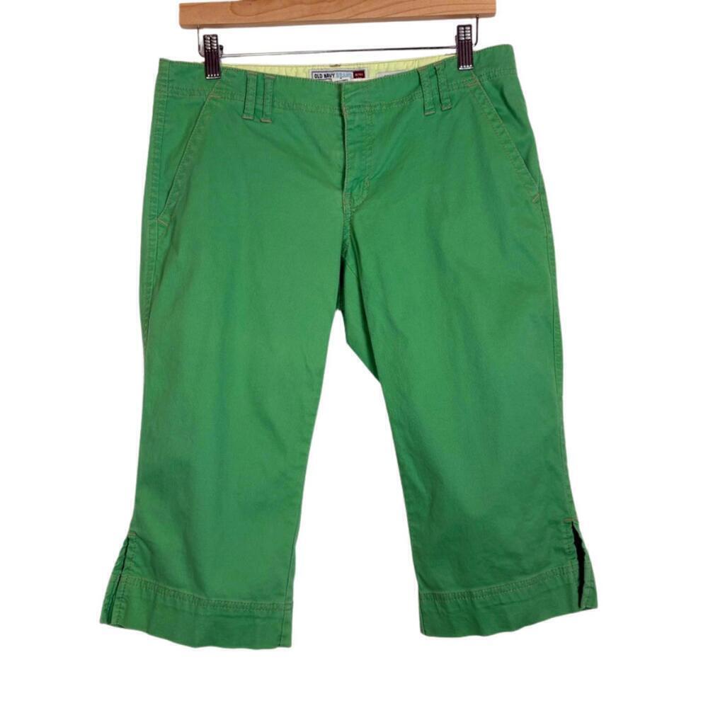 Y2K Old Navy Ultra Low Rise Bright Green Cotton Corduroy Capri Pants Size: 8